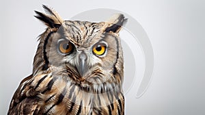 Sleek And Stylized Eagle Owl In The Wild With Yellow Eyes photo