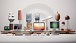 Sleek Tech Collection: Modern Devices on Clean White Table