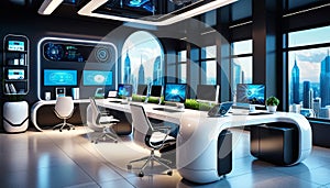 Sleek Tech-Enhanced Office Space