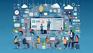 Tech Startup and App Development Flat Vector