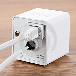 Modern Network Adapter with Connected LAN Cables