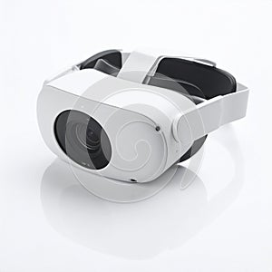 Sleek White VR Headset Isolated on White Background