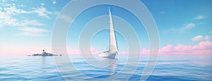 a sleek yacht with full sails, leaning into the wind as it gracefully maneuvers through the open sea, showcasing the