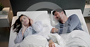 Sleep Apnea Snoring Disturbance. Angry Woman