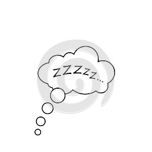 Sleep comic bubble zzz icon vector illustration.