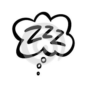 Sleep comic bubble zzz. Sleeping bubble icon hand drawn Lettering