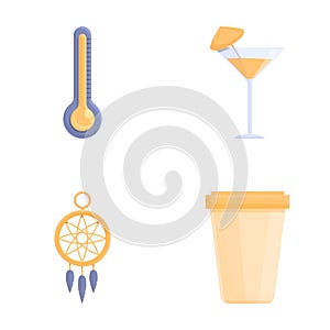 Sleep concept icons set cartoon vector. Heat alcohol coffee and dream catcher