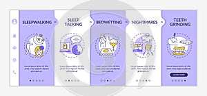 Sleep disorder types onboarding vector template