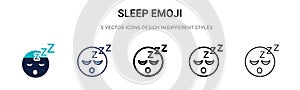 Sleep emoji icon in filled, thin line, outline and stroke style. Vector illustration of two colored and black sleep emoji vector