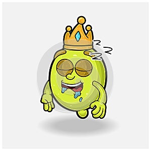 Sleep expression with Lemon Fruit Crown Mascot Character Cartoon