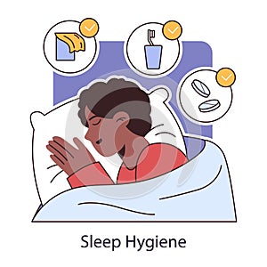 Sleep hygiene. Better sleep routine. Peaceful serene man getting ready