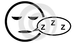 Sleep icon, sleeping muzzle with closed eyes sniffs snores zzz