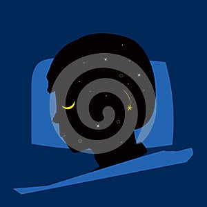 Sleep man with good night dream - vector