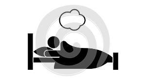 Sleep. Man sleeping in bed simple icon. Vector illustration