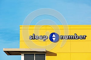 Sleep Number logo on company owned retail mattress and bed store