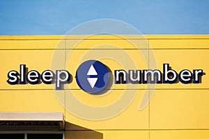 Sleep Number logo on company owned retail mattress and bed store