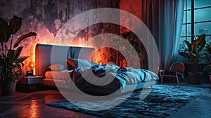 sleep optimization setup including a high-quality mattress, sleep tracker and diffused red light to promote melatonin