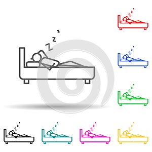 sleep outline multi color style icon. Simple thin line, outline vector of lazy icons for ui and ux, website or mobile application