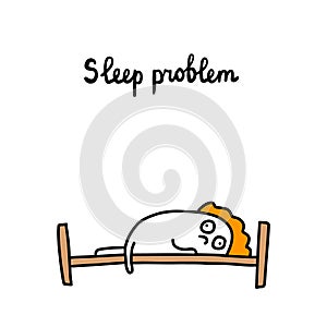 Sleep problem hand drawn vector illsutration in cartoon comic style man insomnia autism symptom awareness photo