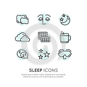 Sleep problems and insomnia icons