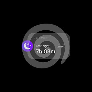 Sleep Tracker Widget UI Concept on Black Background. Social Media Illustration. Editable Sleep Tracker Icon with Hour