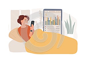 Sleep tracking isolated concept vector illustration.