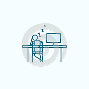 sleep at work outline icon