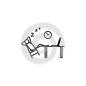 sleep at work outline icon. Element of lazy person icon for mobile concept and web apps. Thin line icon sleep at work can be used