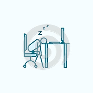 sleep in workplace outline icon