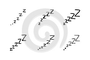 Sleep zzzz doodle symbol set.