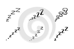 Sleep zzzz doodle symbol set.