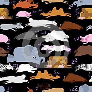 Sleeping animals seamless pattern. Seal and deer. Crocodile and
