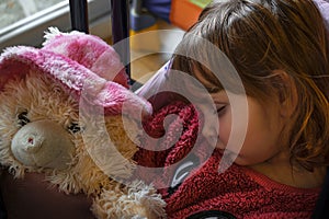 Sleeping baby girl with blond hair