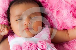 Sleeping Baby Girl in Pink