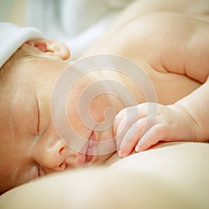 Sleeping baby newborn close up