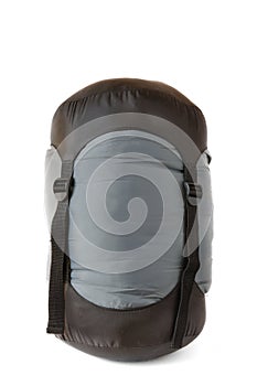 Sleeping Bag in Black and Gray Compression Sack