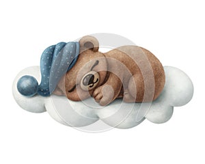 Sleeping bear on a cloud