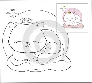 Sleeping Beauty little cat coloring