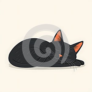 Sleeping black cat illustration with peaceful expression