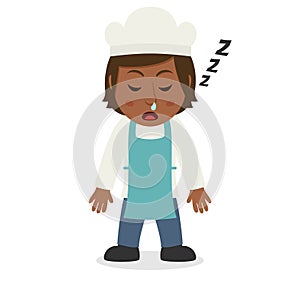 Sleeping Black Female Chef Character