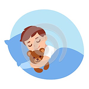 Sleeping boy with teddy bear