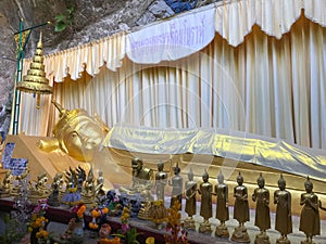 Sleeping buddha statue at Trang, Thailand