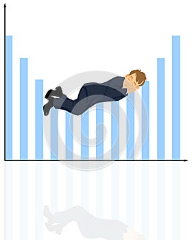 Sleeping businessman on graphic