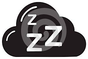 Sleeping cloud symbol with Z letters isolated