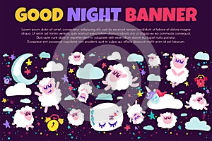 Sleeping and Dreams Good Night Concept Banner