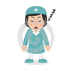 Sleeping Female Nurse Cartoon Character