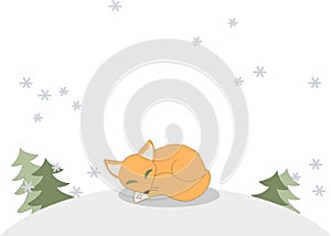 sleeping foxy new year vector illustration