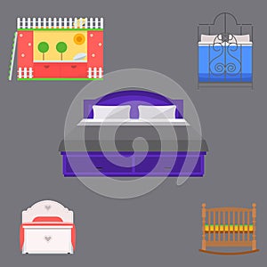 Sleeping furniture vector design bedroom exclusive bed interior room comfortable home relaxation apartment decor