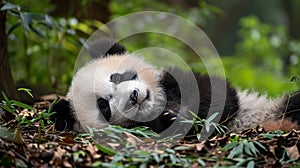 Sleeping giant panda baby cute. Generative Ai