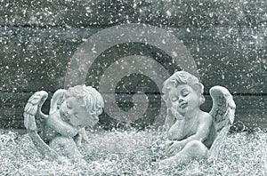 Sleeping guardian angel. Christmas decoration vintage style